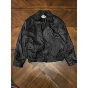 Comint For Men Black Genuine Leather Bomber Jacket L M879 Zip Front Quilted |K